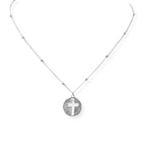 104122, CUTOUT CROSS ROUND PENDANT NECKLACE