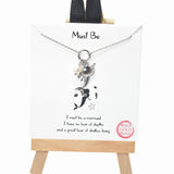 104134, GOLD DIPPED, "MUST BE" MERMAID & FRESHWATER PEARL CHARM NECKLACE