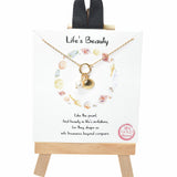104136, GOLD DIPPED, "LIFE'S BEAUTY" SEASHELL & FRESHWATER PEARL CHARM NECKLACE