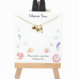 104137, GOLD DIPPED, "VITAMIN SEA" SEA LIFE CHARM NECKLACE