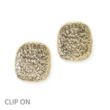 104139, HAMMERED LARGE METAL CLIP ON EARRING