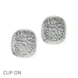 104139, HAMMERED LARGE METAL CLIP ON EARRING