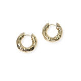 104141, HAMMERED ROUND HUGGIE HOOP EARRING