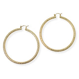 104149, GOLD DIPPED, 70MM TEXTURED ROUND HOOP EARRING