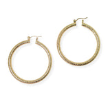 104150, GOLD DIPPED, 50MM TEXTURED ROUND HOOP EARRING