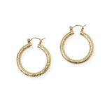 104151, GOLD DIPPED, 30MM TEXTURED ROUND HOOP EARRING