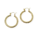 104157, GOLD DIPPED, 30MM TEXTURED ROUND HOOP EARRING