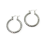 104157, GOLD DIPPED, 30MM TEXTURED ROUND HOOP EARRING