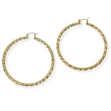 104158, GOLD DIPPED, 70MM TEXTURED ROUND HOOP EARRING