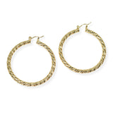 104159, GOLD DIPPED, 50MM TEXTURED ROUND HOOP EARRING