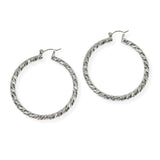 104159, GOLD DIPPED, 50MM TEXTURED ROUND HOOP EARRING