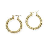 104160, GOLD DIPPED, 30MM TEXTURED ROUND HOOP EARRING