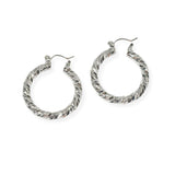 104160, GOLD DIPPED, 30MM TEXTURED ROUND HOOP EARRING