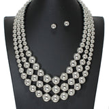 104178, TRIPLE LAYERED METAL BALL BEADED NECKLACE