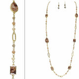104197, GEOMETRIC CELLULOID ACETATE ACCENT LONG BEADED NECKLACE