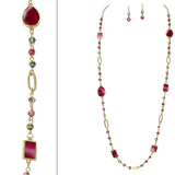 104197, GEOMETRIC CELLULOID ACETATE ACCENT LONG BEADED NECKLACE