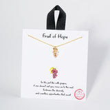 104199, 18K GOLD DIPPED, "FRUIT OF HOPE" GRAPE CUBIC ZIRCONIA CHARM NECKLACE