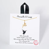 104201, GOLD DIPPED, "PIROUETTE & LEAP" BALLERINA CUBIC ZIRCONIA CHARM NECKLACE