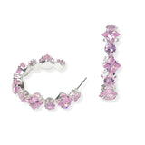 104203, GEOMETRIC CUBIC ZIRCONIA ACCENT ROUND HOOP EARRING