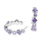 104203, GEOMETRIC CUBIC ZIRCONIA ACCENT ROUND HOOP EARRING