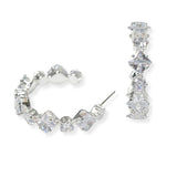 104203, GEOMETRIC CUBIC ZIRCONIA ACCENT ROUND HOOP EARRING
