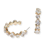 104203, GEOMETRIC CUBIC ZIRCONIA ACCENT ROUND HOOP EARRING
