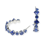 104203, GEOMETRIC CUBIC ZIRCONIA ACCENT ROUND HOOP EARRING