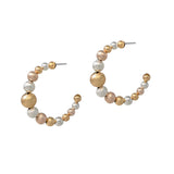 104216, BRASS BALL BEADED HOOP EARRING