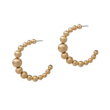 104216, BRASS BALL BEADED HOOP EARRING