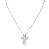 104223, CROSS PEARL WITH CRYSTAL RHINESTONE PENDANT NECKLACE