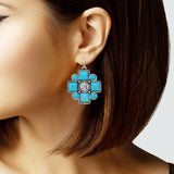 104246, WESTERN TURQUOISE STONE DANGLE EARRING