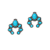 104247, SQUASH BLOSSOM TURQUOISE STONE POST EARRING