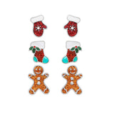 104250, CHRISTMAS GLITTER ENAMEL STUD EARRING SET