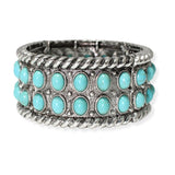 104253, WESTERN TURQUOISE STONE STRETCH BRACELET