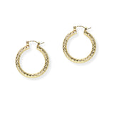 104268, 30MM GOLD DIPPED, TWO STYLE TEXTURED ROUND HOOP EARRING