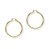 104268, 50MM GOLD DIPPED, TWO STYLE TEXTURED ROUND HOOP EARRING