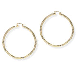 104268, 70MM GOLD DIPPED, TWO STYLE TEXTURED ROUND HOOP EARRING