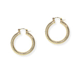 104269, 30MM GOLD DIPPED, TEXTURED ROUND HOOP EARRING
