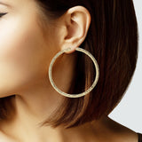 104269, 70MM GOLD DIPPED, TEXTURED ROUND HOOP EARRING