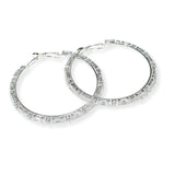 104278, 2" BAGUETTE CUBIC ZIRCONIA ROUND HOOP EARRING