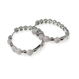 104279, 1.25" GOLD DIPPED, BALL MICRO PAVE CUBIC ZIRCONIA ROUND HOOP EARRING