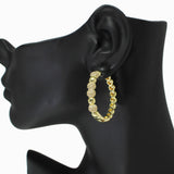 104279, 1.25" GOLD DIPPED, BALL MICRO PAVE CUBIC ZIRCONIA ROUND HOOP EARRING