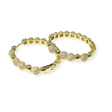 104279, 1.25" GOLD DIPPED, BALL MICRO PAVE CUBIC ZIRCONIA ROUND HOOP EARRING