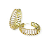 104280, 1.25" GOLD DIPPED, MICRO PAVE CUBIC ZIRCONIA HOOP EARRING