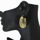 104280, 1.25" GOLD DIPPED, MICRO PAVE CUBIC ZIRCONIA HOOP EARRING