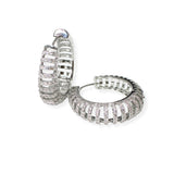 104280, 1.25" GOLD DIPPED, MICRO PAVE CUBIC ZIRCONIA HOOP EARRING