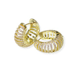 104281, 1" GOLD DIPPED, MICRO PAVE CUBIC ZIRCONIA HOOP EARRING