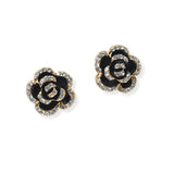 104287, ROSE FLOWER CRYSTAL RHINESTONE STUD EARRING
