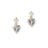 104290, HEART CUBIC ZIRCONIA DANGLE STUD EARRING