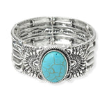 104347, WESTERN OVAL TURQUOISE STONE STRETCH BRACELET